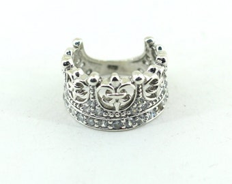 Vintage Size 5 Sparkling Crown Ring  925 Sterling RG 760