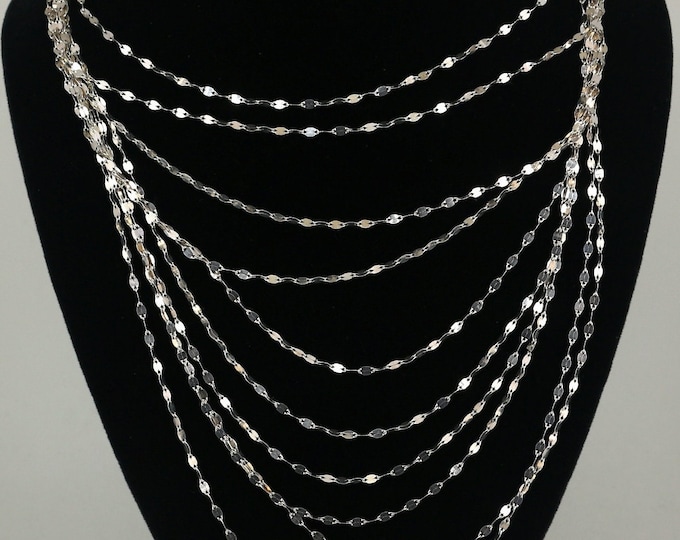 Vintage Beautiful Multi Chain Link Chain Necklace 16in Sterling 925 Silver Necklace NC 2014