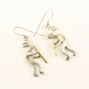 Vintage Southwestern Kokopelli God Of Sex Kolczyki 925 Srebro Sterling Er 1168