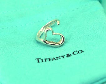 Vintage Tiffany & Co. Elsa Peretti Open Heart Ring Sterling Silver Size 4 RG 3455
