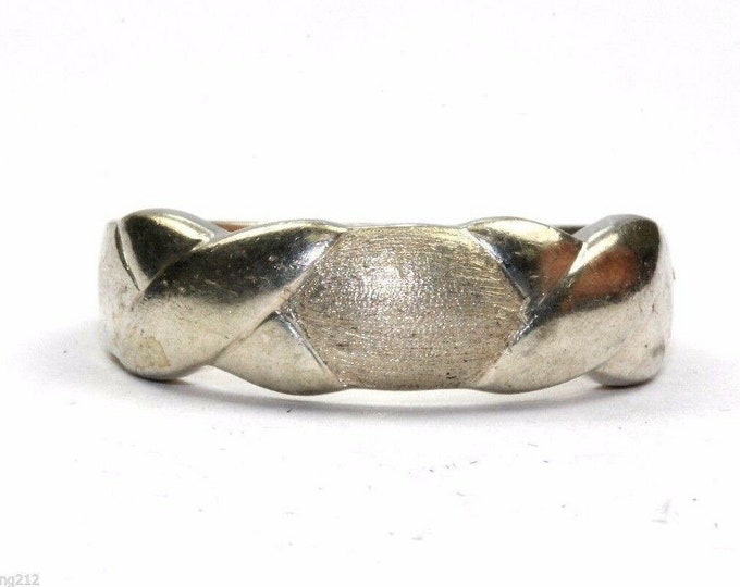 Size 9.5 Vintage X Xo  Style Satin Front Design Ring  925 Sterling Rg 290(273836933149)