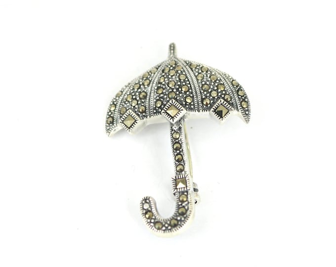 Vintage Umbrella Design Marcasite Pin/Brooch 925 Sterling BB 1735