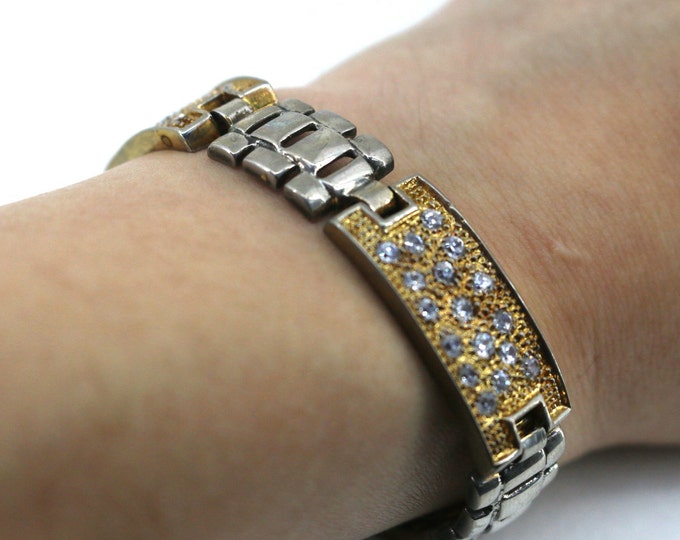 7 In Watch Band Two Tone Bracelet Sterling Silver BR 317