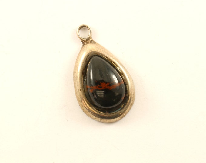 Vintage Beautiful Pear Shape Jasper Design Pendant 925 Sterling  PD 2000