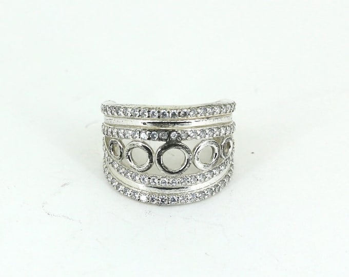Vintage Size 6 Glamour CZ Wedding Band Ring 925 Sterling Silver RG 1116