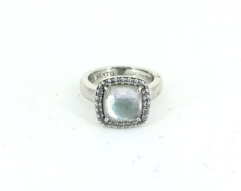 Vintage Size 6.75 Ti Sento Mother of Pearl and CZ  Ring Sterling Silver Rg 2938