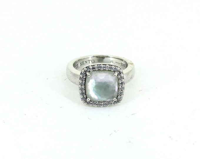 Vintage Size 6.75 Ti Sento Mother of Pearl and CZ  Ring Sterling Silver Rg 2938