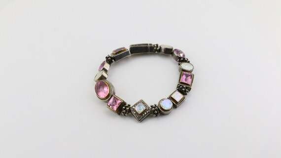 Vintage Beautiful Mother Of Pearl Pink Crystals R… - image 5