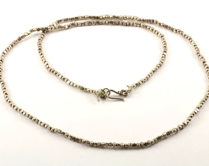 Vintage 28 Inch Tiny Silver Beads Beaded Design Necklace 925 Sterling  NC 469