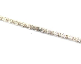 Vintage Italy Weaving Bar Link Chain Shape Bracelet Sterling Silver 925 BR 838