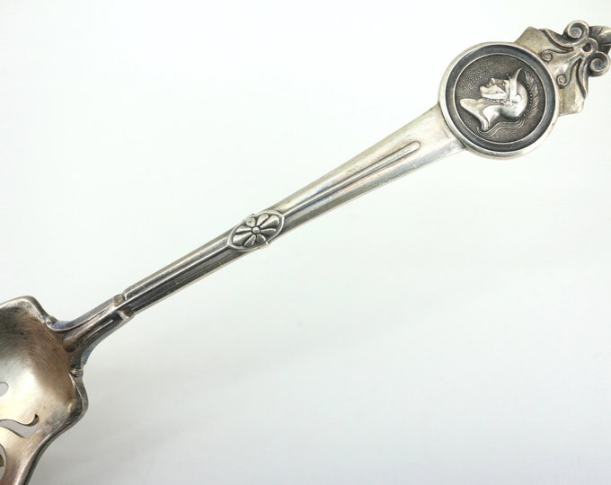 Antique Medalion Salad Fork And Spoon Set Sterling 925 Silver FW 203