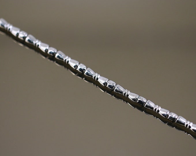 Vintage Turkey Thin Bow Bars Design Chain Link Bracelet 925 Sterling Silver BR 3974