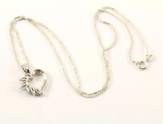 Vintage Heart Shape Crystal Pendant Necklace 925 … - image 2