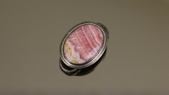 Vintage Mexico Pink Lace Agate Stone Oval Design … - image 2