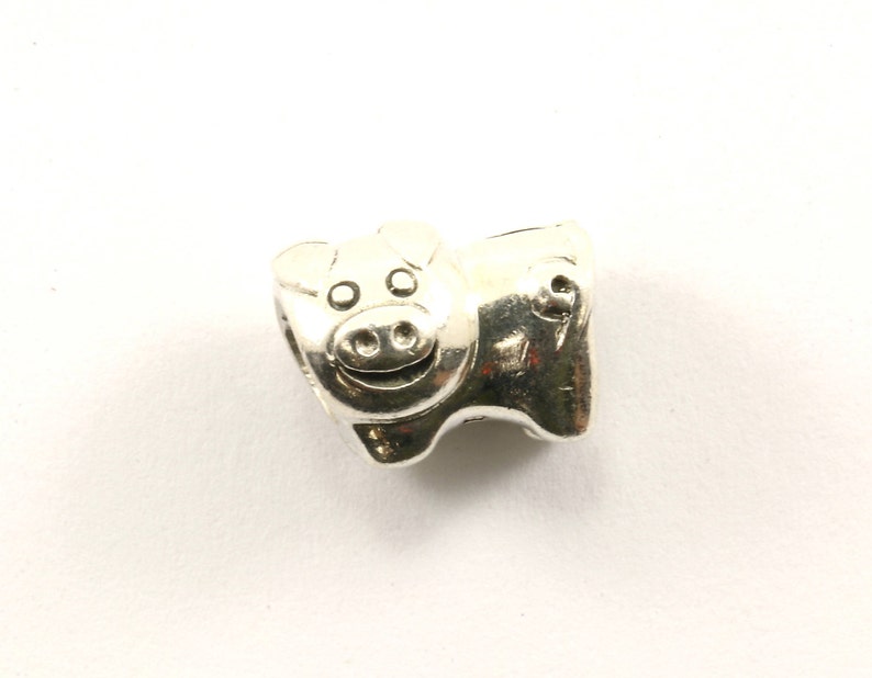 Vintage Cute Pig Bead Charm Sterling 925 CH 335