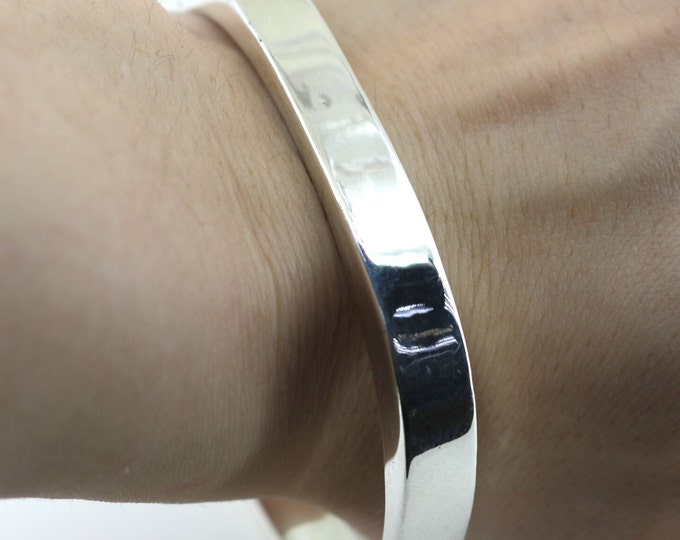 Vintage Thailand Chunky Square Design Bangle Bracelet  925 Sterling BR 3657