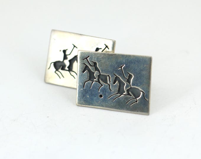 Vintage Mexico Horse & Riders Curt Cufflinks 925 Sterling 925 Silver OT 101