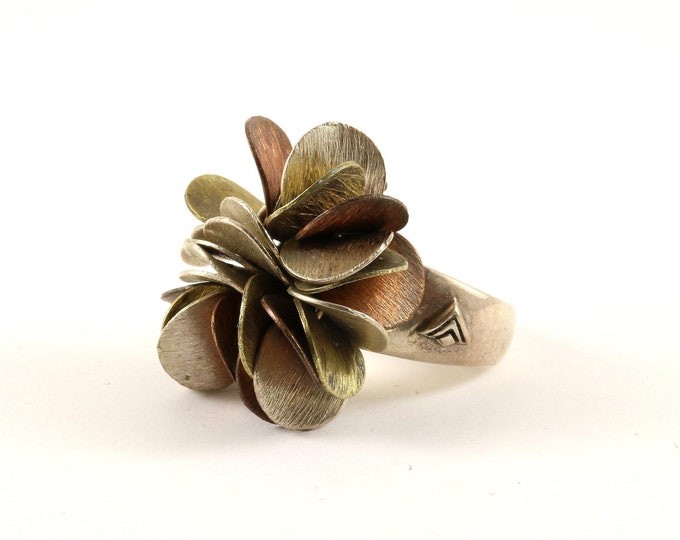 Vintage Size 6  Beautiful Silpada Floral Petals Dangle Design Ring 925 Sterling Silver Rg 314