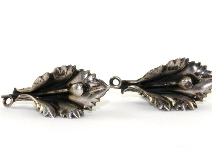 Vintage Floral Stamen Flower Clip On Earrings Sterling Silver ER 39