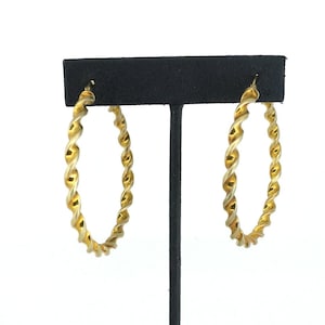 Vintage San Marco Macaroni  Gold Plated Hoop Earrings 925 Sterling ER 1812