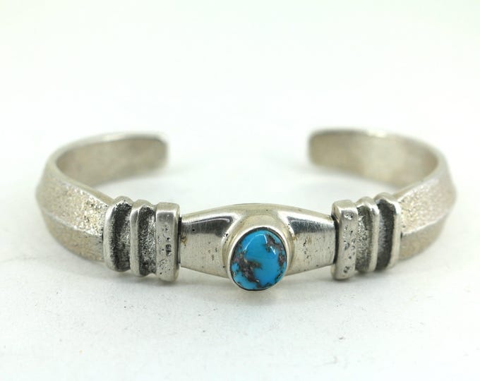 Vintage Turquoise Cuff Bracelet 925 Sterling Br 224