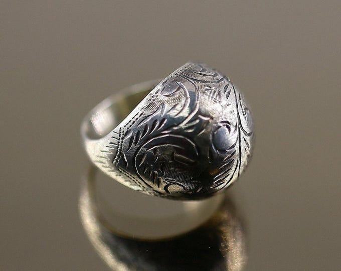 Vintage Flower Floral Cut Bubble Shape Design Ring 925 Sterling Silver Size 7 RG 4352