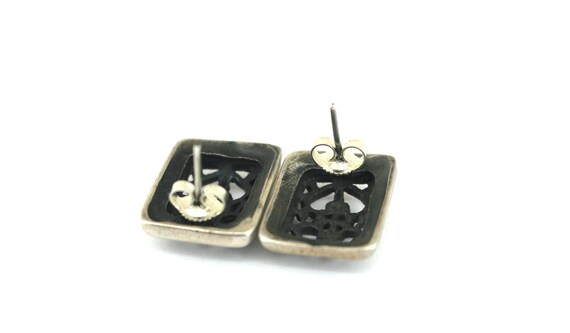 Vintage Rectangular Scroll Design Stud Earrings 9… - image 6