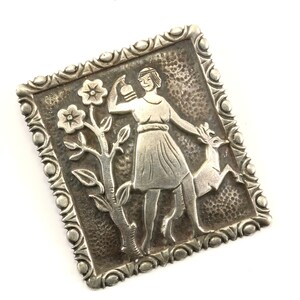 Vintage Flower Lady Design Anstecknadel/Brosche 925 Sterling BB 1411