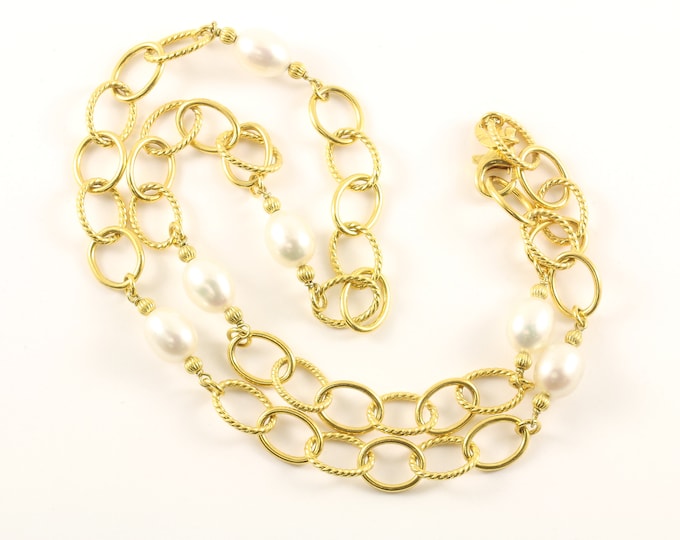 Vintage Freshwater Pearl Beaded Design Necklace 925 Sterling Silver NC 1334