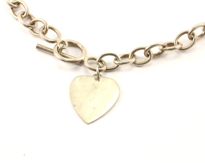 Vintage 16 Inch Heart Shape  Necklace 925 Sterling Silver NC 996