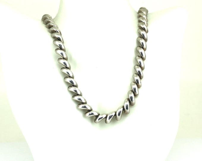Vintage 19 Inch Italy San Marco Macaroni Chain Design Necklace 925 Sterling Silver NC 1810