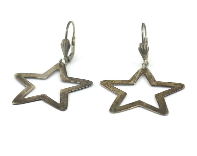 Vintage Beautiful Star Drop Dangle Earrings Sterling 925 ER 301