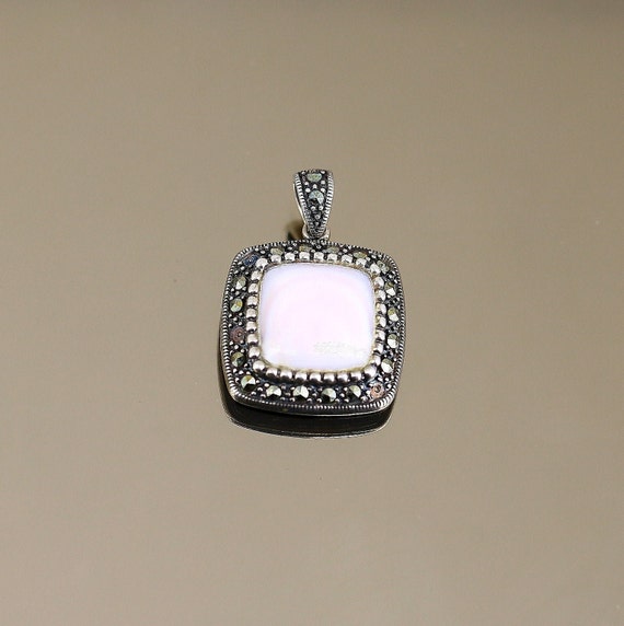 Vintage Square Shape Marcasite Beads Beaded Pink … - image 1