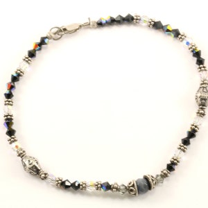 Vintage Multi Color Crystals Design Ankle Bracelet 925 Sterling BR 3092