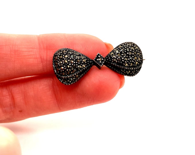 Vintage Brooch | Bow Design Brooch | Marcasite Stones Design Brooch |  Silver 925 Sterling Brooch | BB 2114N