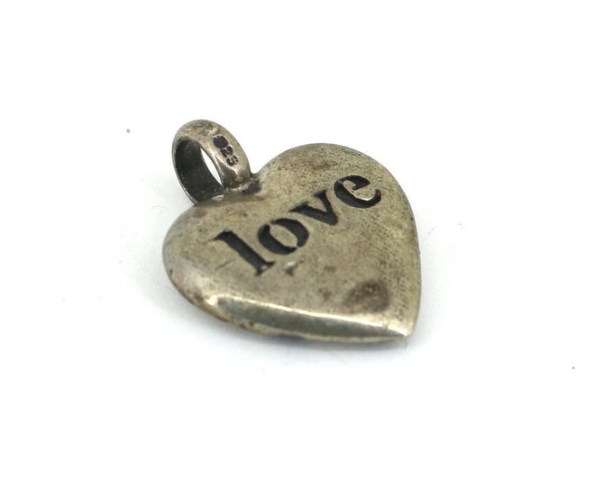 Vintage Love Heart Shape Charm Pendant 925 Sterling Silver PD 550