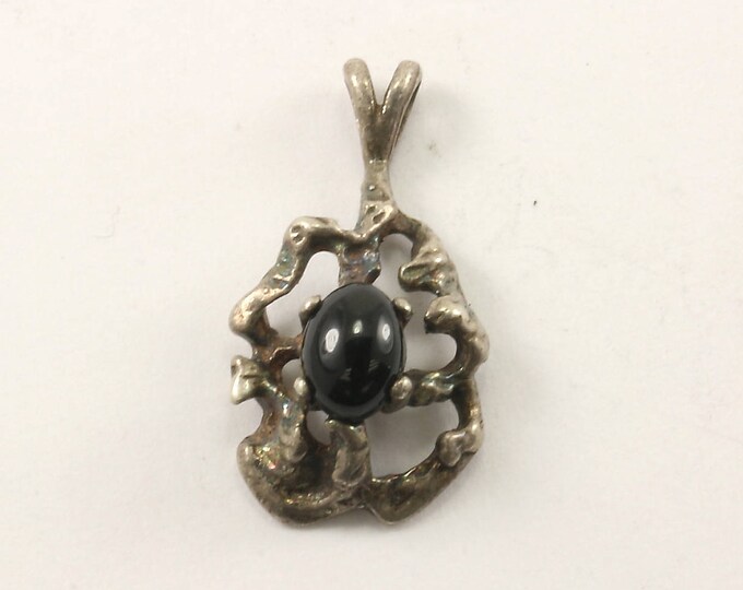 Vintage Onyx Modern Design Pendant 925 Sterling Silver PD 2305