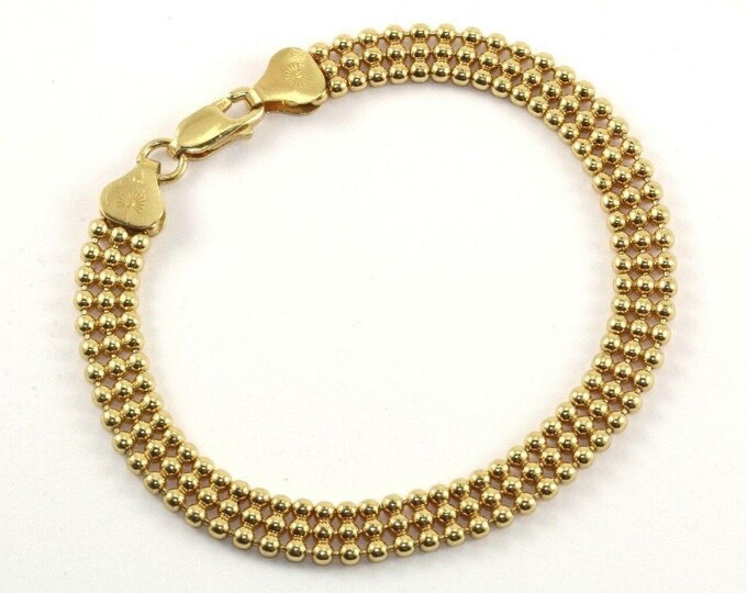 Vintage Italy Three Rows Beaded Style Chain Bracelet 925 Sterling Br 2024(123720997186)