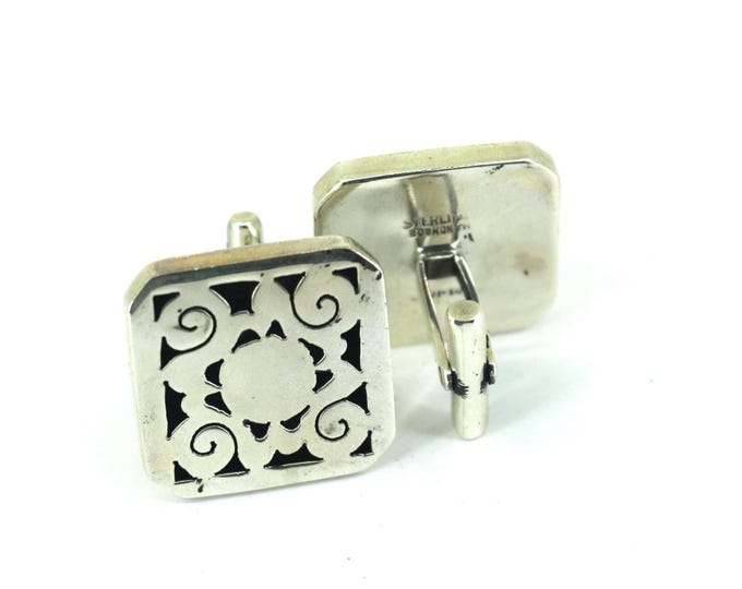 Vintage Handmade Mexico Openwork Scroll Cufflinks 925 Sterling 925 Silver OT 096