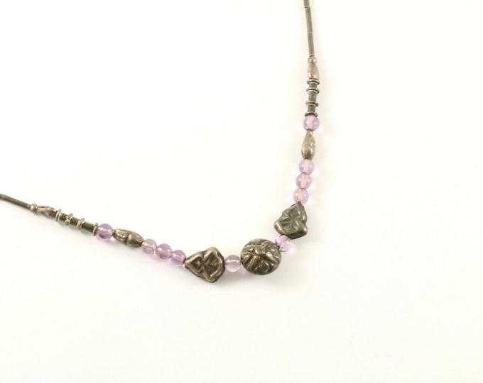 Vintage 17 Inch Floral Beads Beaded Chain Design Necklace 925 Sterling Nc 907(401744748194)