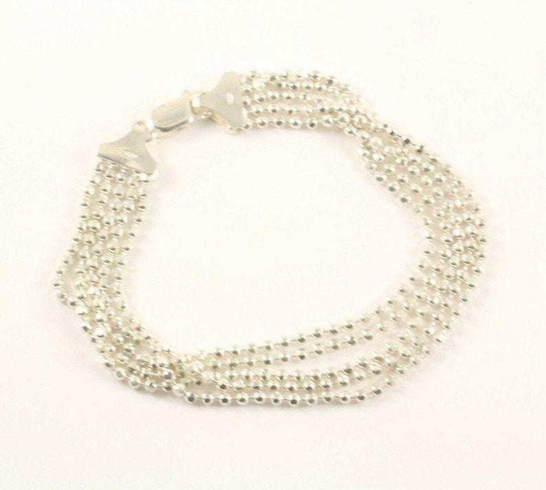 Vintage Italy Beaded Four Rows Design Chain Bracelet Sterling Silver Br 1948 123759773651