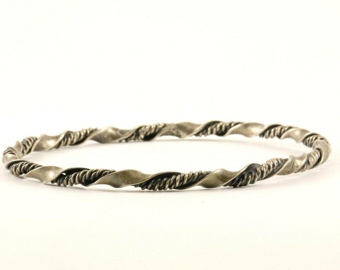 Vintage Twisted Cable Wire Design Bangle Bracelet Sterling Silver Br 2700(123720989882)