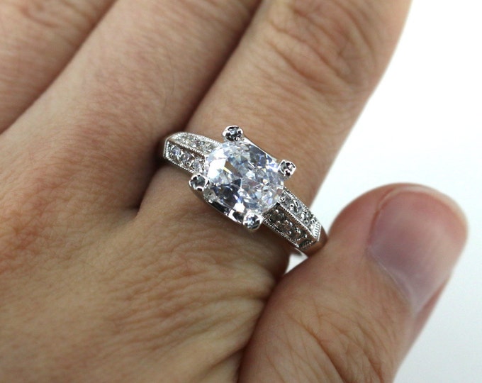 Size 9.25 Oval White CZ  Engagement Ring 925 Sterling Silver RG 87