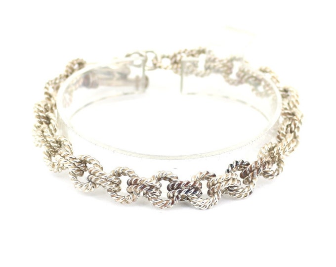 Vintage Prochain Rolo Double Design Chain Charm Link Bracelet 925 Sterling Silver BR 2665