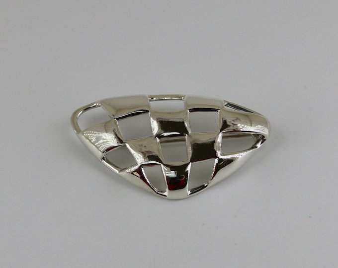 Authentic 1987 Angela Cummings Vintage Shiny Basket Weave Brooch 925 Sterling BB 2246T
