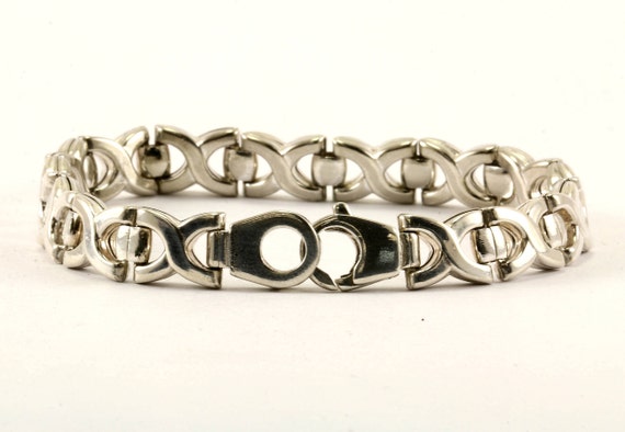 Vintage Xo Xo Design Link Bracelet 925 Sterling B… - image 2
