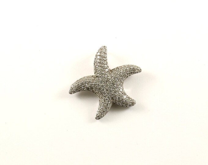 Vintage Beautiful Starfish Star Crystals CZ Design Pendant 925 Sterling  PD 1610