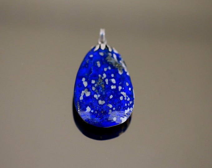 Vintage Beautiful Lapis Lazuli Teardrop Shape Design Pendant 925 Sterling Silver PD 2490