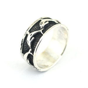 Vintage Size 11.5 Dolphin Band Ring 925 Sterling Silver RG 514