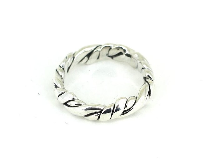 Vintage Size 7 Twisted Band Ring Sterling 925 Silver RG  4429